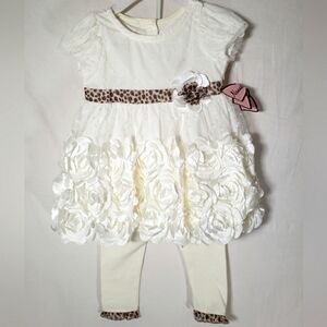 NWT Nannette Baby Ivory 2 Piece Set with Leggings Sz 12 Months